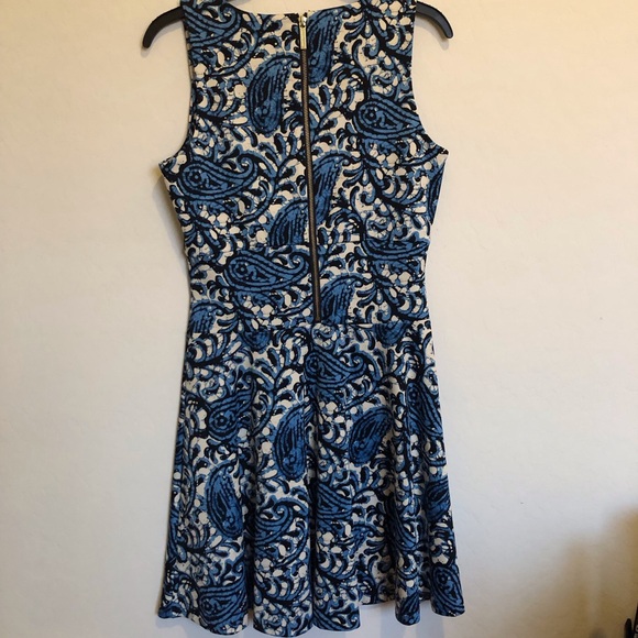Michael Kors Sexy Paisley Pattern Dress Blue/white/black Size 4 - Picture 4 of 13